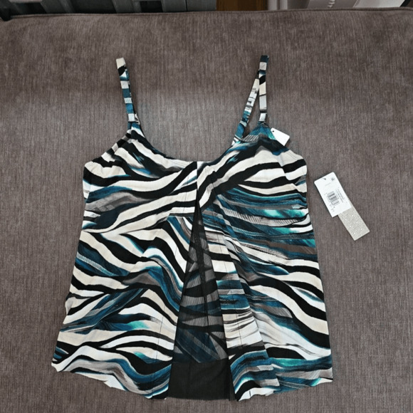 NWT Amoressa Women's Swimwear Swing Underwire Bra Mesh Inset Tankini Top Size 10 - Picture 4 of 14